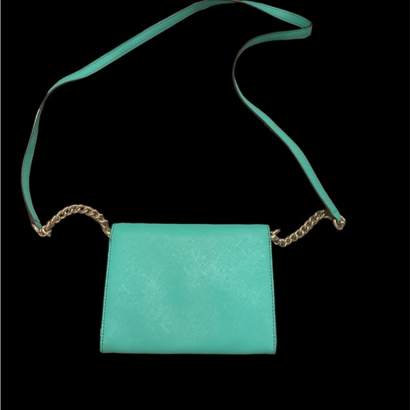 Perfect condition turquoise leather Kate Spade Cedar Street Envelope Crossbody - Picture 2 of 6